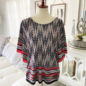 JM Collection Rhinestone Kimono Sleeve Blouse Top.